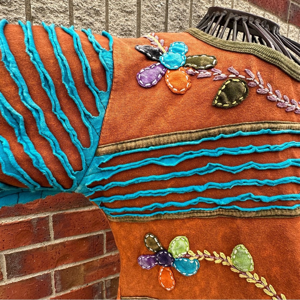 Boho Rising International Patchwork Appliqu Tee F… - image 5